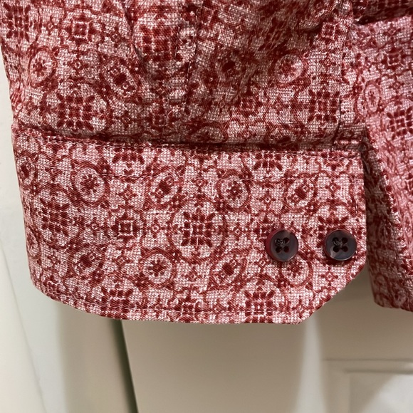 TASSO ELBA.NWT. Men’s XL long sleeve red combo shirt. 55%Linen 45%Cotton - Picture 5 of 7